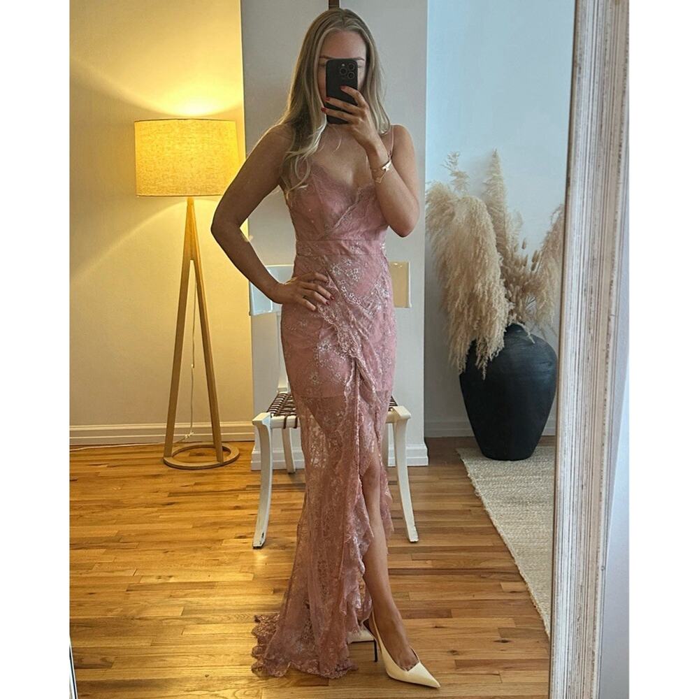 Majorelle Paisley Lace Maxi Slit Dress Whimsical Romantic Ethereal Size XS